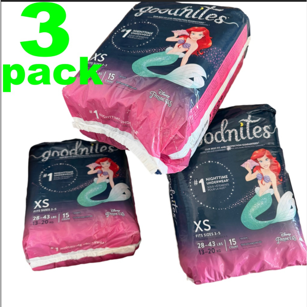 Goodnites Girls 3pack Nighttime Bedwetting Underwear Extra Small 28-43 lbs